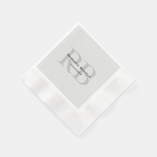 Modern Grey Monogram Manager Voeg Naam Initialen t Servet (Hoek)