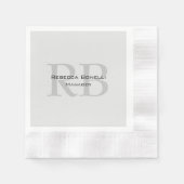 Modern Grey Monogram Manager Voeg Naam Initialen t Servet (Voorkant)