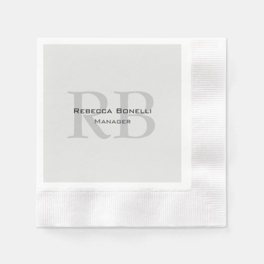 Modern Grey Monogram Manager Voeg Naam Initialen t Servet (Voorkant)
