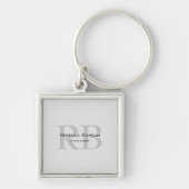 Modern Grey Monogram Manager Voeg Naam Initialen t Sleutelhanger (Voorkant)