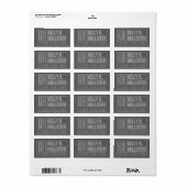 Modern Grey Monogrammed Name Return Address Etiket (Full Sheet)