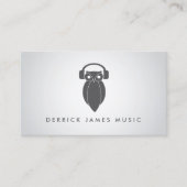 Modern Grey Night Owl Logo DJ, Band, Muzikant Visitekaartje (Voorkant)