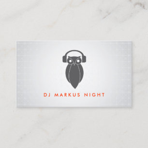 Modern Grey Night Owl Logo II DJ, Band, Muzikant Visitekaartje