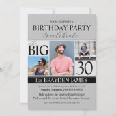 Modern Grey Photo Collage 30th Birthday Invitation (Devant)