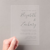 Modern Grey Script Wedding Invitation Acryl Uitnodigingen (Insitu (Draagbaar))
