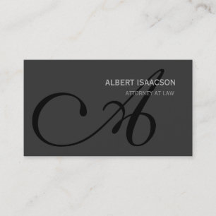 Modern Grey Simple Black Monogram Visitekaartje