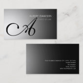 Modern Grey Simple Monogram Visitekaartje (Voorkant / Achterkant)