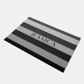 Modern Grey Stripes Naam Deurmat (Schuin)