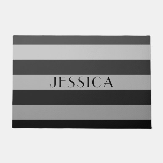 Modern Grey Stripes Naam Deurmat (Voorkant)
