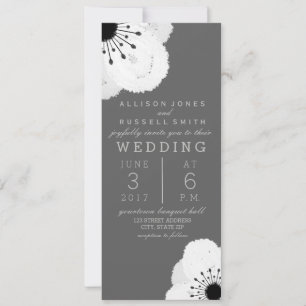 Modern Grey + White Anemone Wedding Kaart