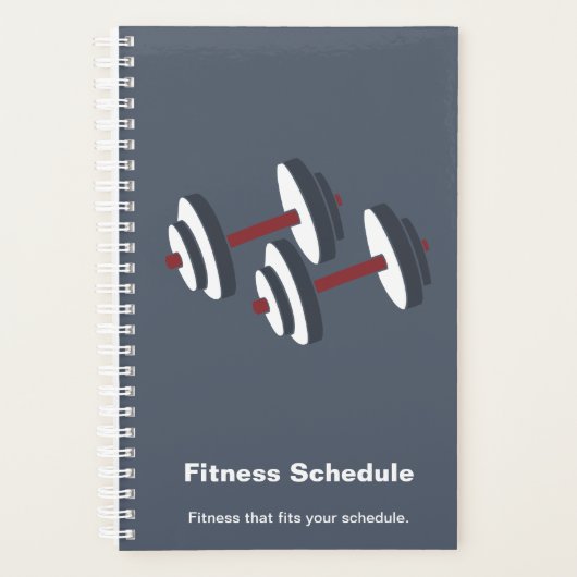 Modern Grey White Dumbbell Motto Workout Schedule Planner (Voorkant)
