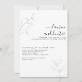 Modern Grey White Script Botanical Photo Wedding Kaart (Voorkant)