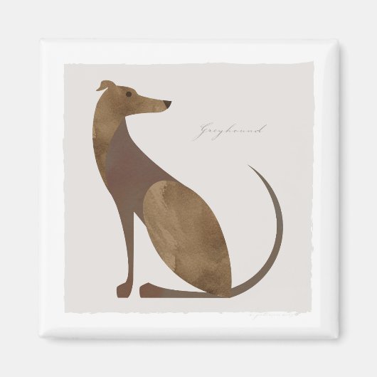Modern Greyhound Portret Magneet (Voorkant)