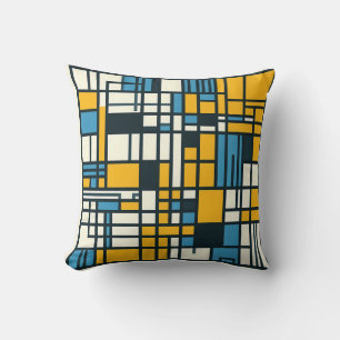 Modern Grid Abstraction – Mondriaan geïnspireerde Kussen