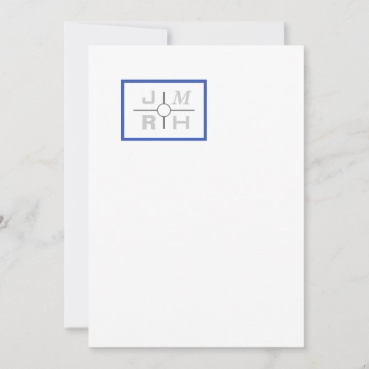 Modern Grid Blue Wedding Invitation Kaart (Voorkant)