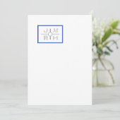 Modern Grid Blue Wedding Invitation Kaart (Staand voorkant)