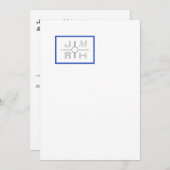 Modern Grid Blue Wedding Invitation Kaart (Voorkant / Achterkant)