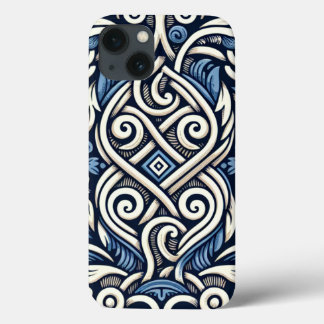Modern Grieks blauw-wit patroon iPhone 13 Hoesje