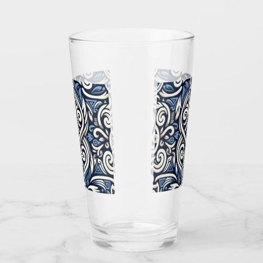 Modern Grieks blauw-wit patroon Glas (Rechts)