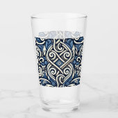 Modern Grieks blauw-wit patroon Glas (Voorkant)