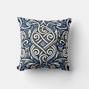 Modern Grieks blauw-wit patroon Kussen