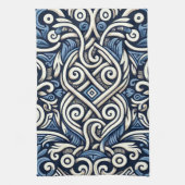 Modern Grieks blauw-wit patroon Theedoek (Verticaal)