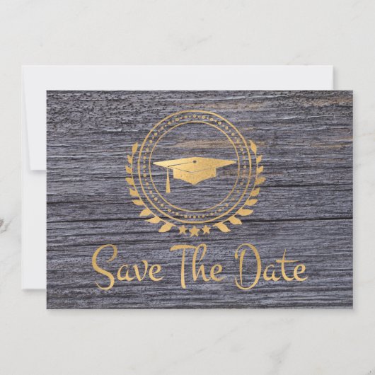 Modern grijs Afstuderen bespaart de datum waarop G Save The Date (Voorkant)