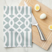 Modern grijs blauw en wit trellis patroon theedoek (Quarter Fold)