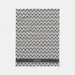 Modern grijs chevron geometrisch patroon monogram fleece deken