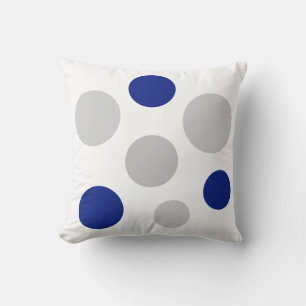 Modern grijs en blauwe cirkels op wit kussen
