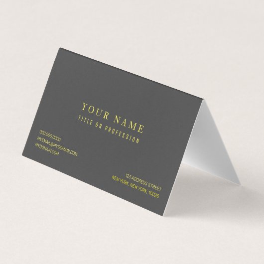 Modern grijs en geel vet visitekaartjes (Achterkant)