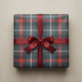 Modern grijs en rood tartan: strak geplakt cadeaupapier