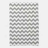 Modern grijs en wit Chevron Zigzag Patroon Theedoek (Verticaal)