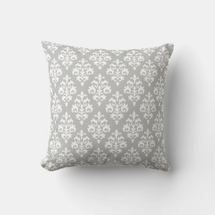 Modern grijs en wit Damask Sierkussen