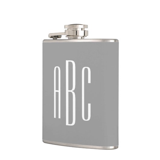 Modern grijs en wit Eenvoudig, drieletterig monogr Heupfles (Links)