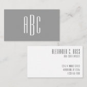 Modern grijs en wit Eenvoudig, drieletterig monogr Visitekaartje (Voorkant / Achterkant)