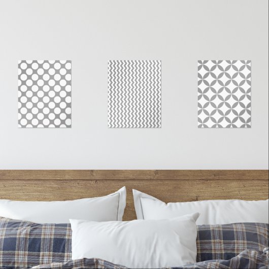 Modern grijs en wit geometrisch Abstract Muurkunst Sets (Slaapkamer)