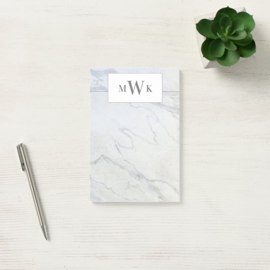 Modern grijs en wit marmer post-it® notes (Kantoor)