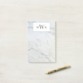 Modern grijs en wit marmer post-it® notes (Op bureau)