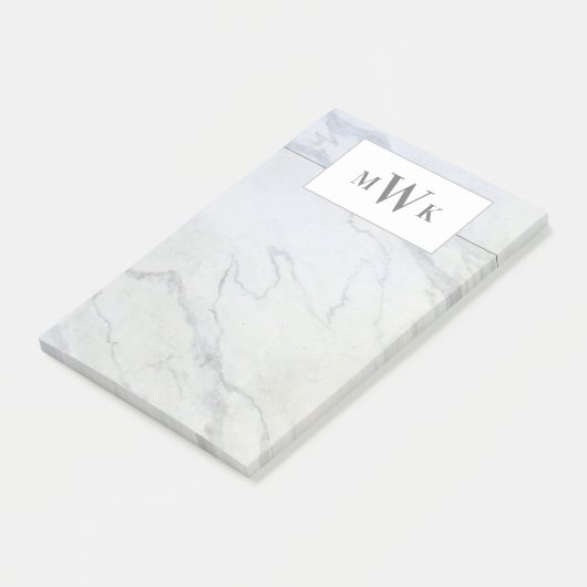 Modern grijs en wit marmer post-it® notes (Schuin)