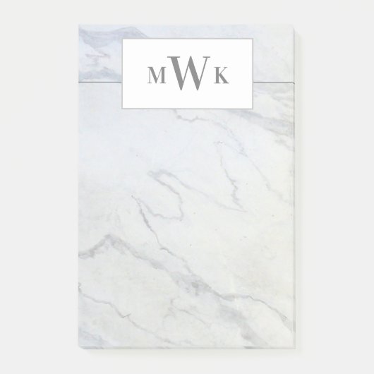 Modern grijs en wit marmer post-it® notes (Voorkant)