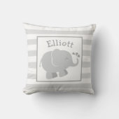 Modern grijs en wit olifant aangepaste monogram kussen (Voorkant)