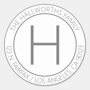 Modern grijs en wit retouradres ronde sticker