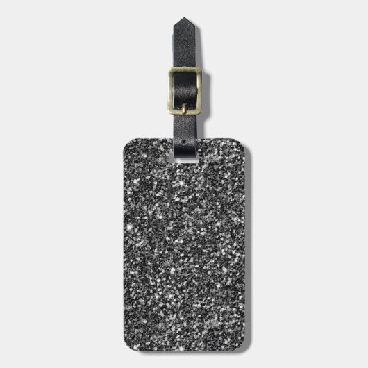 Modern grijs en zwart glitter bagagelabel (Voorkant verticaal)