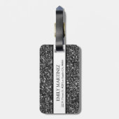 Modern grijs en zwart glitter bagagelabel (Achterkant verticaal)