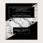 Modern grijs en zwart marmer en zwarte driehoek visitekaartjes (Buitenkant ongevouwen)