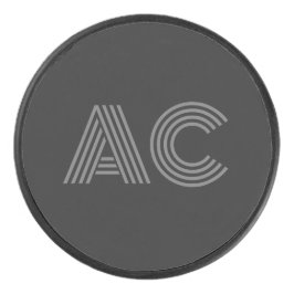 Modern grijs en zwart monogram hockey puck