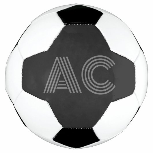 Modern grijs en zwart monogram voetbal (Voorkant)