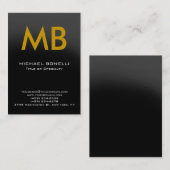 Modern grijs geel trendy monogram visitekaartje (Voorkant / Achterkant)