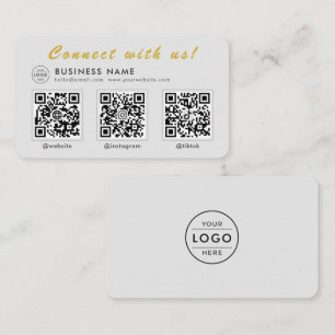 Modern Grijs Goud 3 QR Code Multi Social Visitekaartje